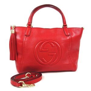 Gucci 2way Soho Handbag Red Gold Hardware